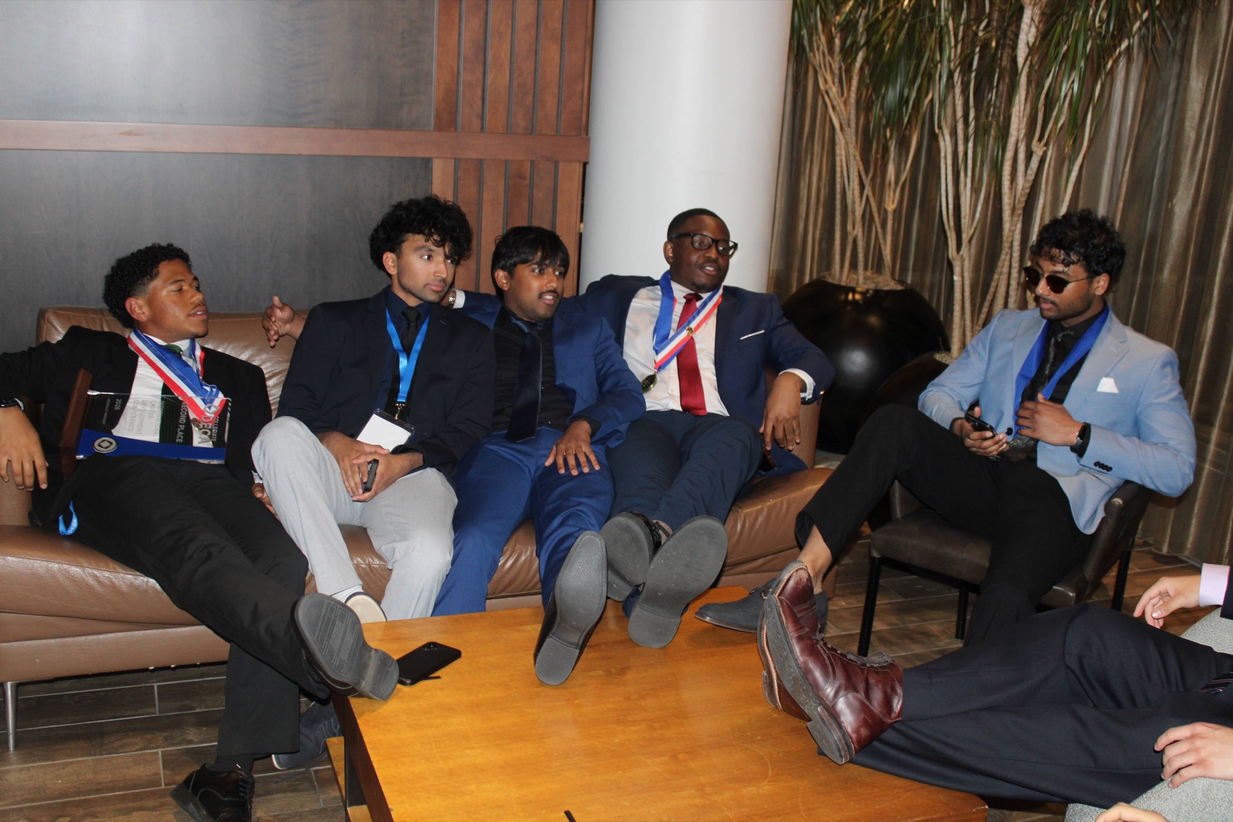 Chapter members relaxing together at the conference hotel