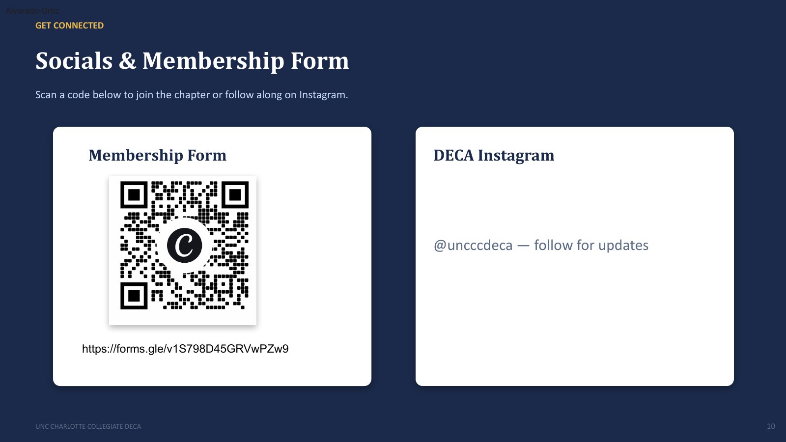 Slide 11: Membership form and Instagram